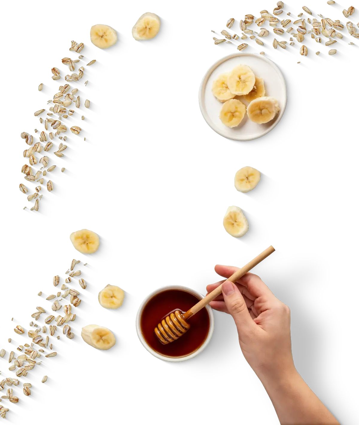 Imagem de fundo: Bolo com aveia e chia sabor banana e mel zero adição de açúcares